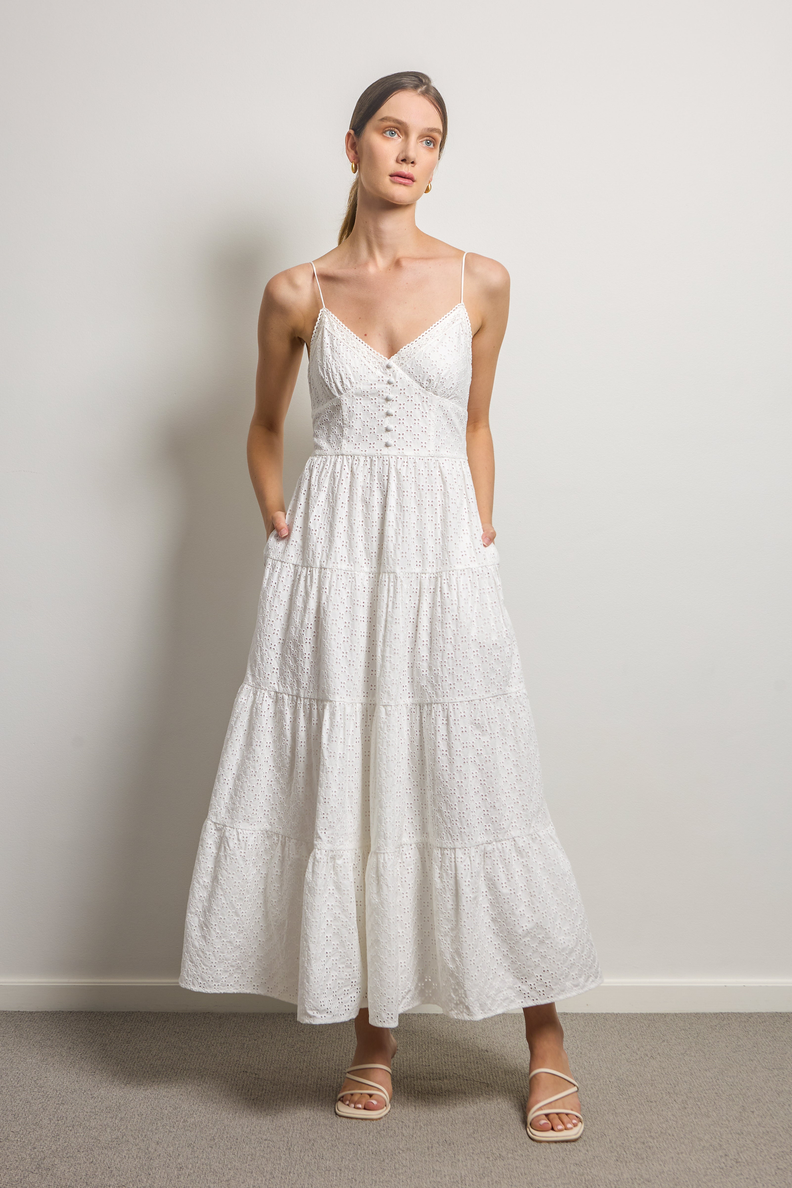 Tiered Midi Slip Dress