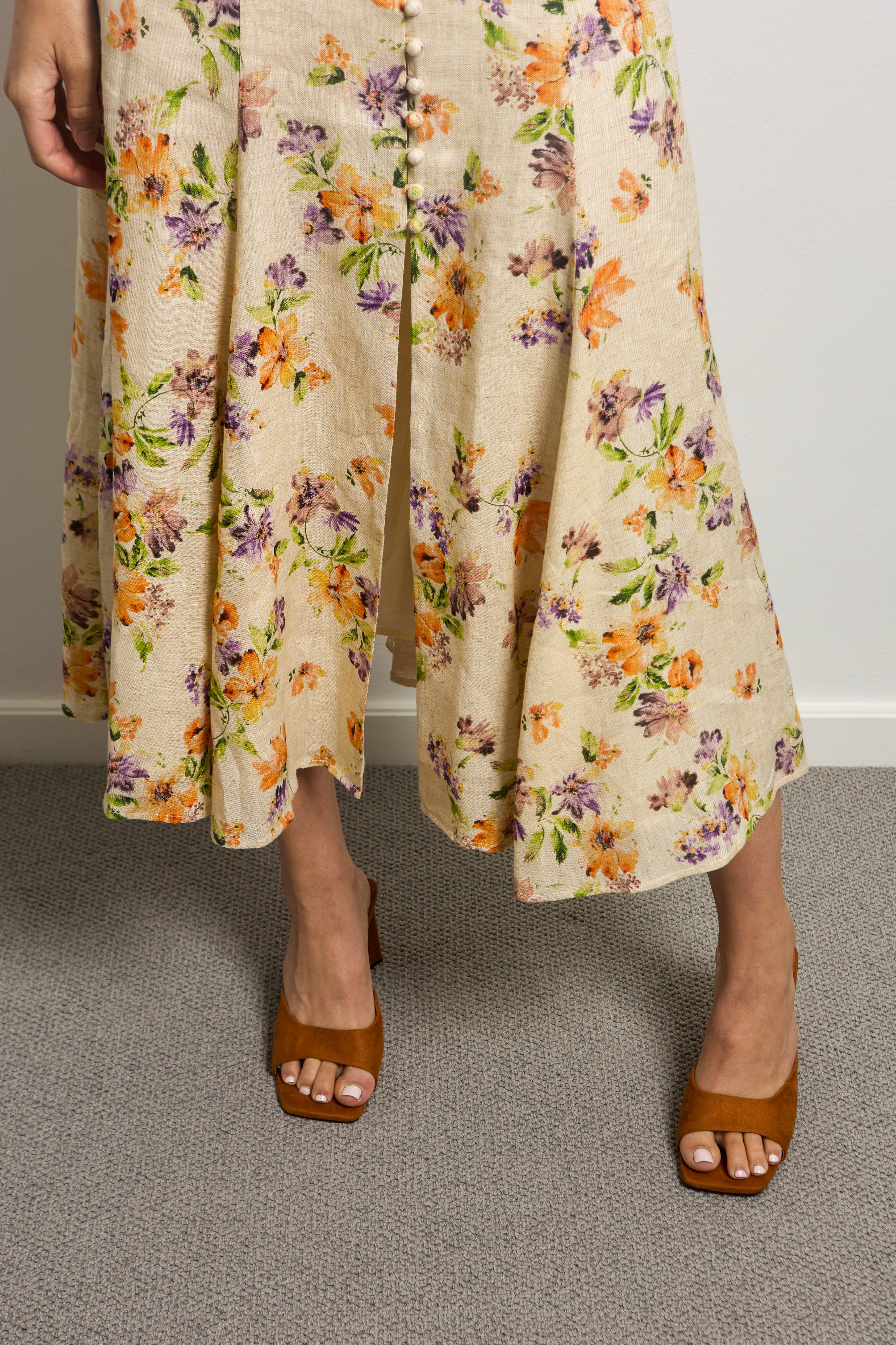 Linen Floral Slip Dress