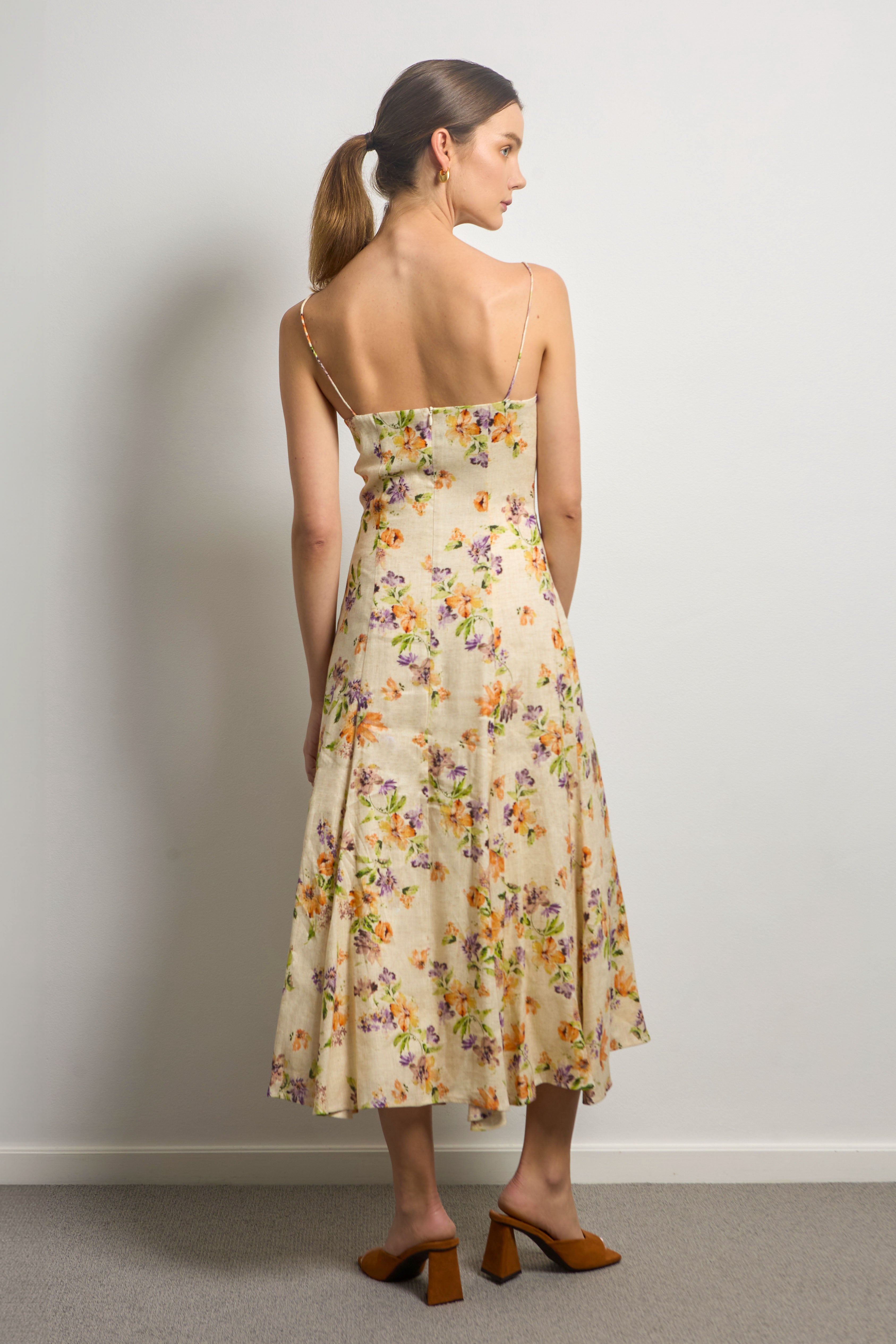 Linen Floral Slip Dress