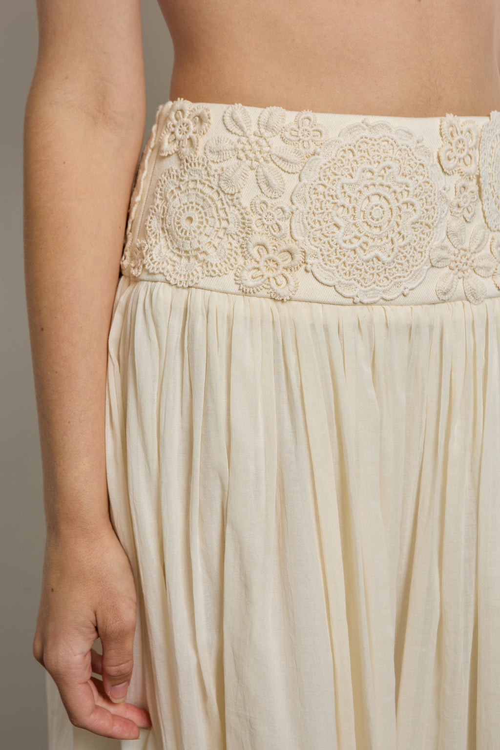 Gathered Yoke Skirt with Crochet Doilies