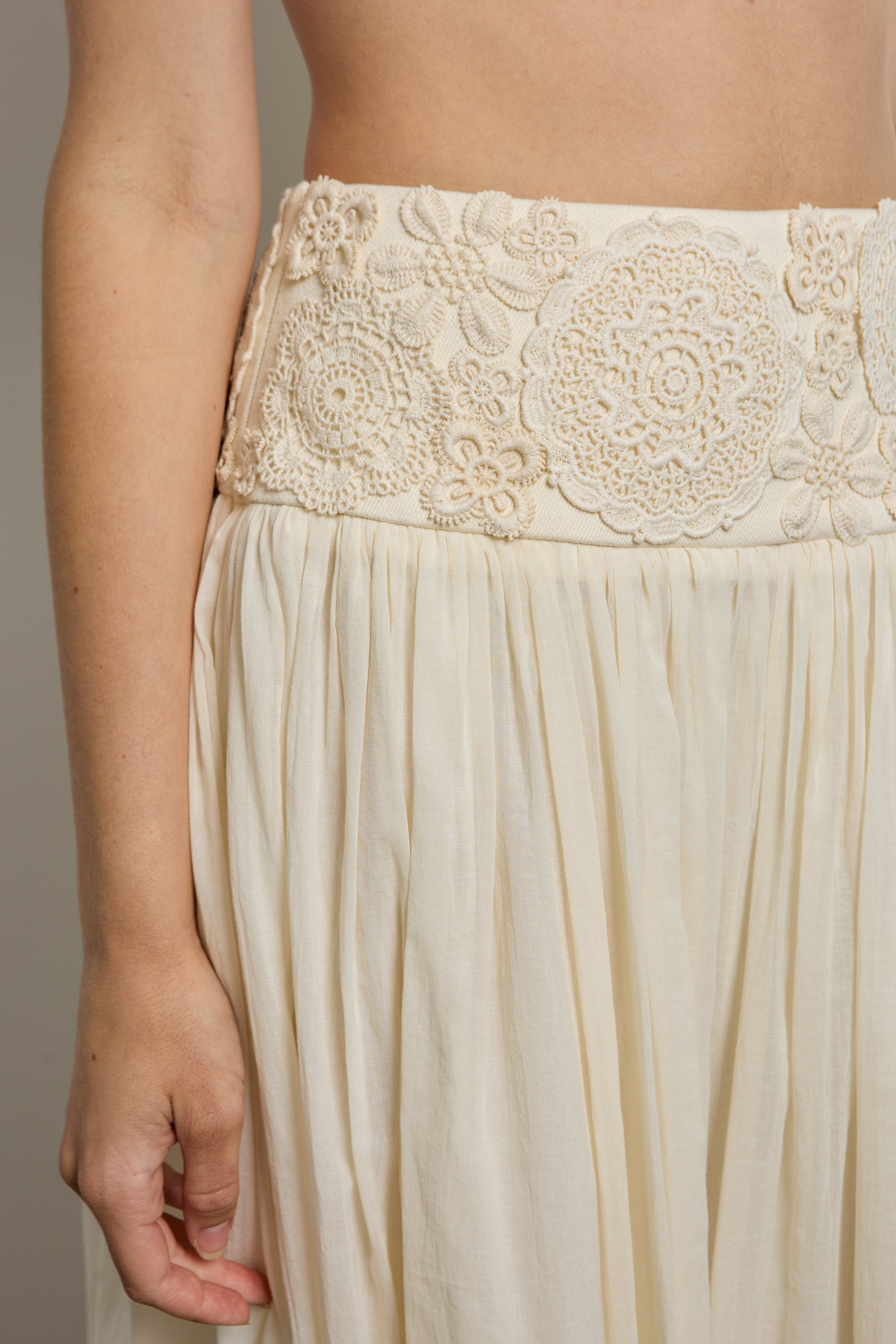 Gathered Yoke Skirt with Crochet Doilies