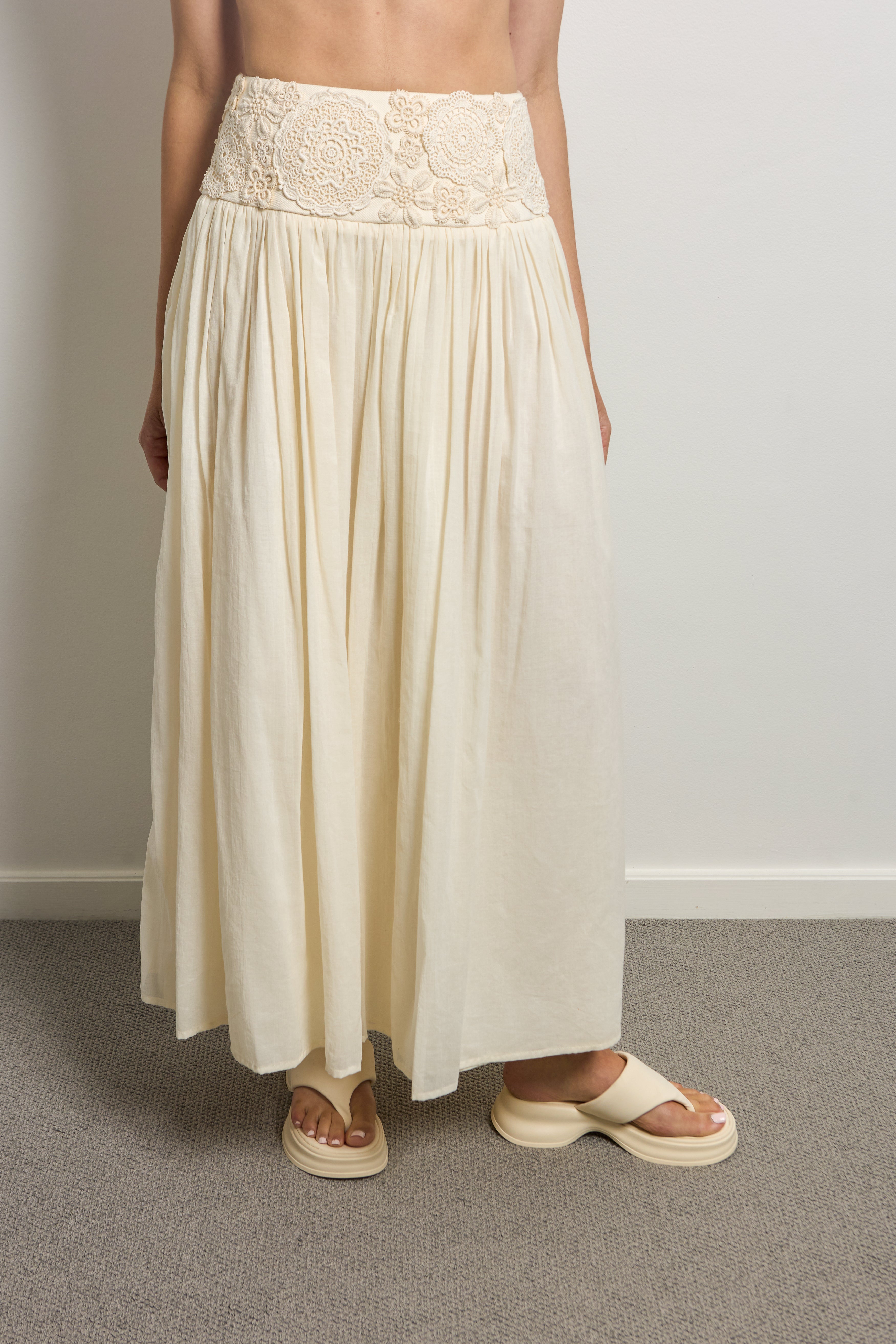 Gathered Yoke Skirt with Crochet Doilies