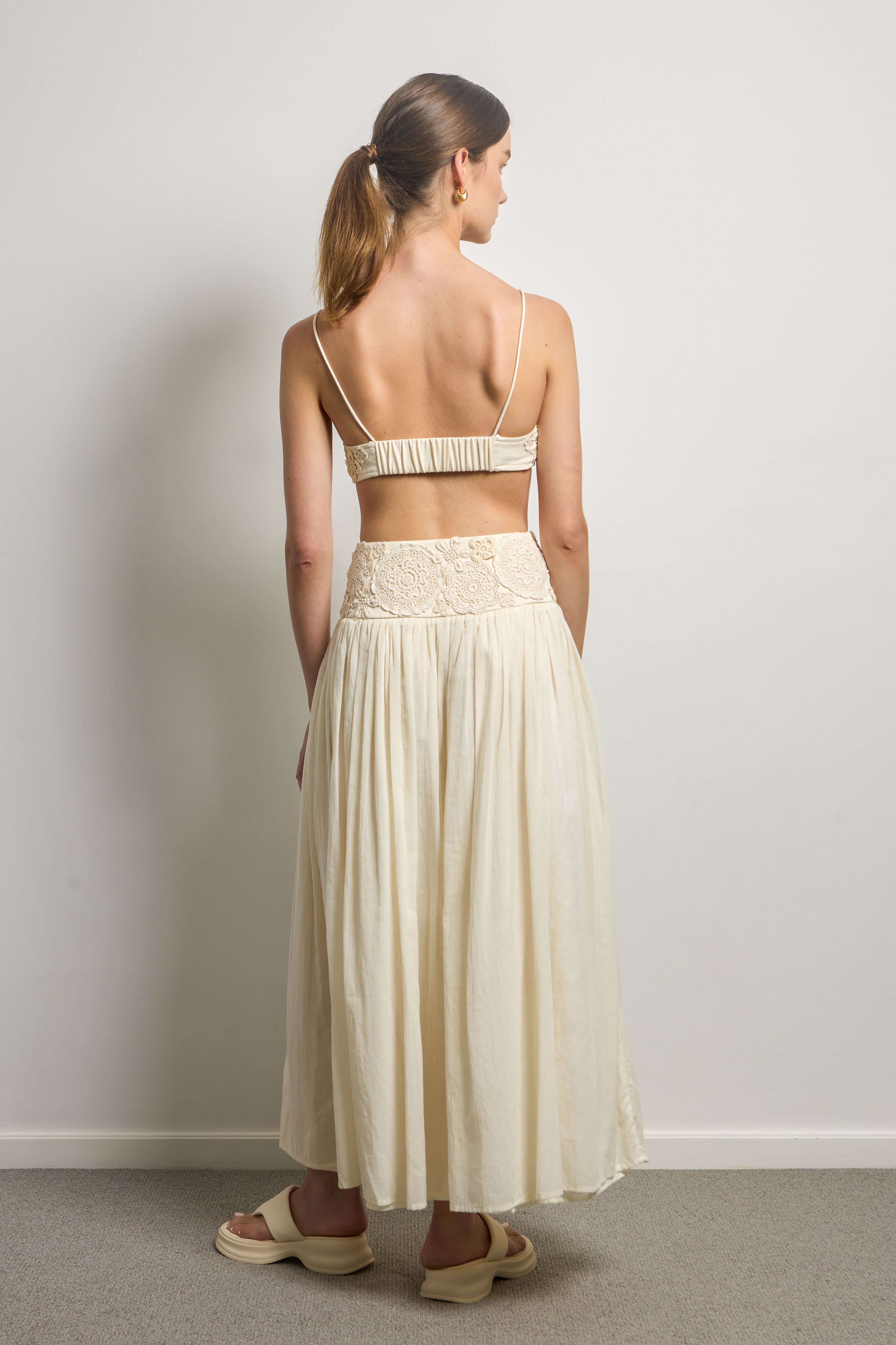 Gathered Yoke Skirt with Crochet Doilies