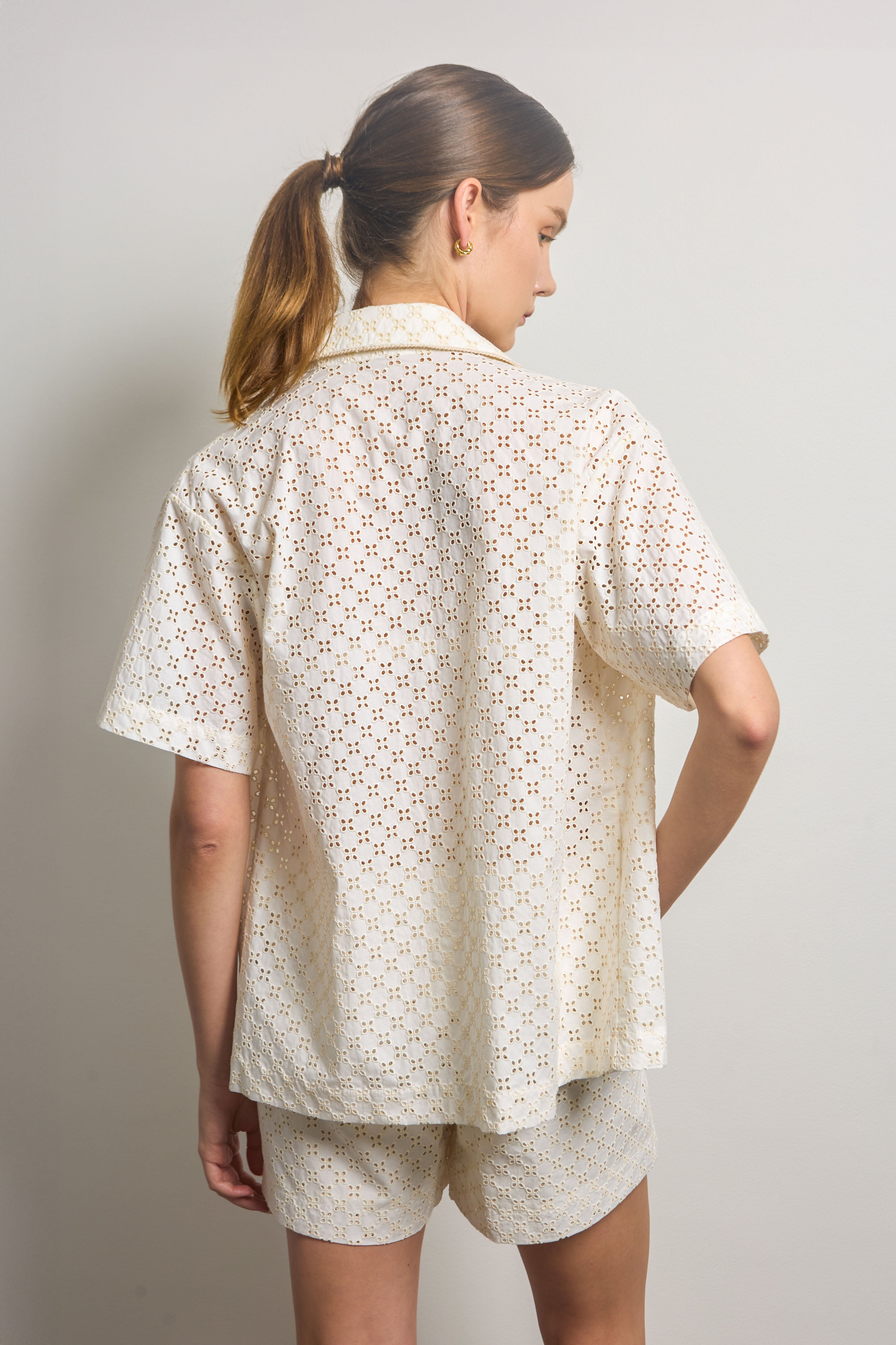 Cream Cotton Broderie Anglaise Shirt