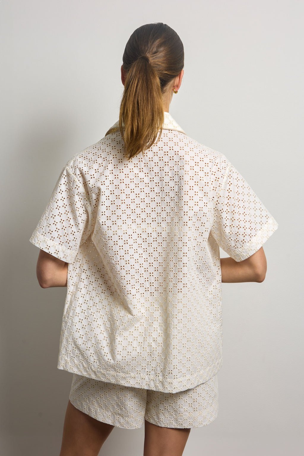 Cream Cotton Broderie Anglaise Shorts