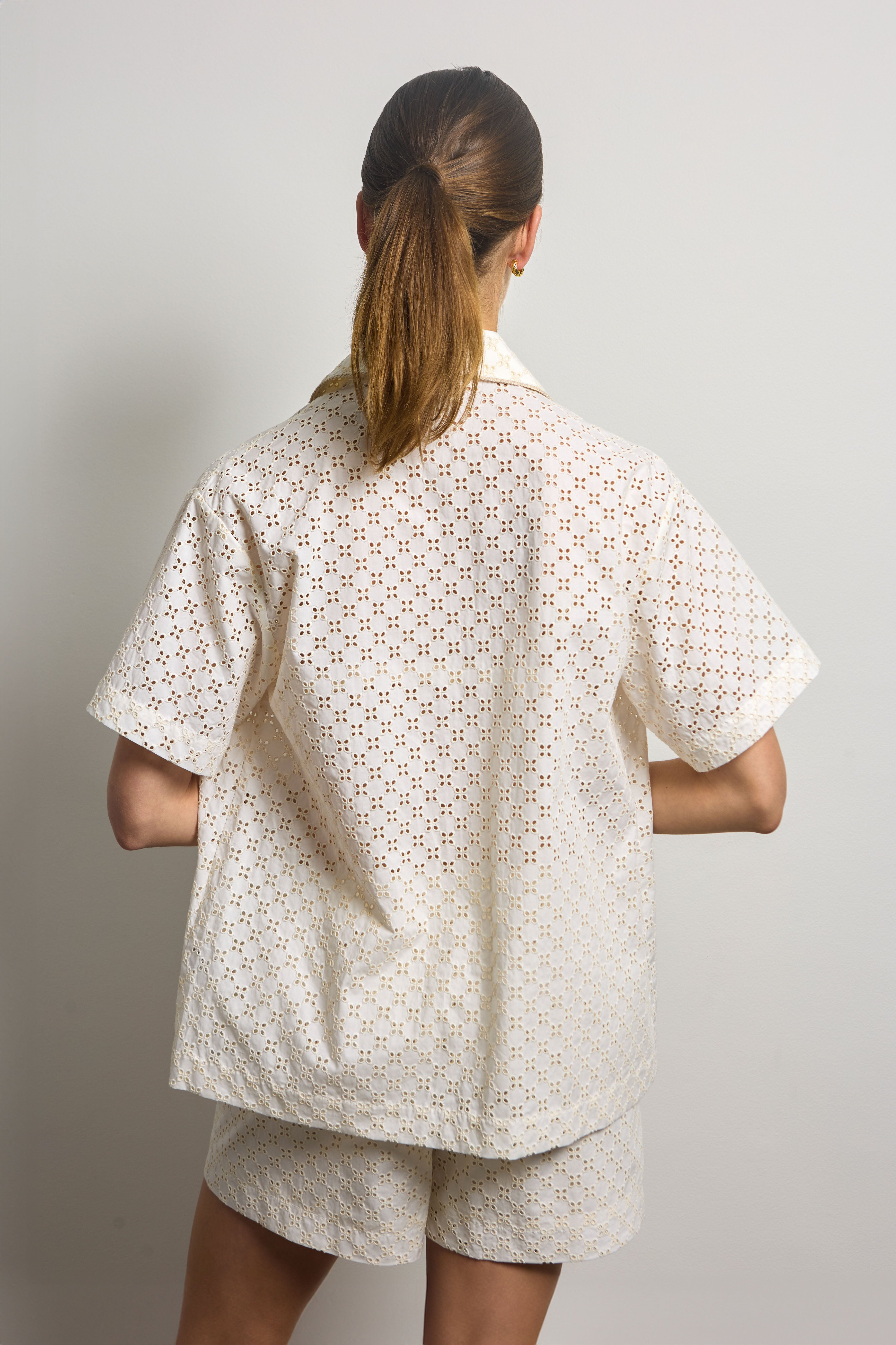 Cream Cotton Broderie Anglaise Shorts