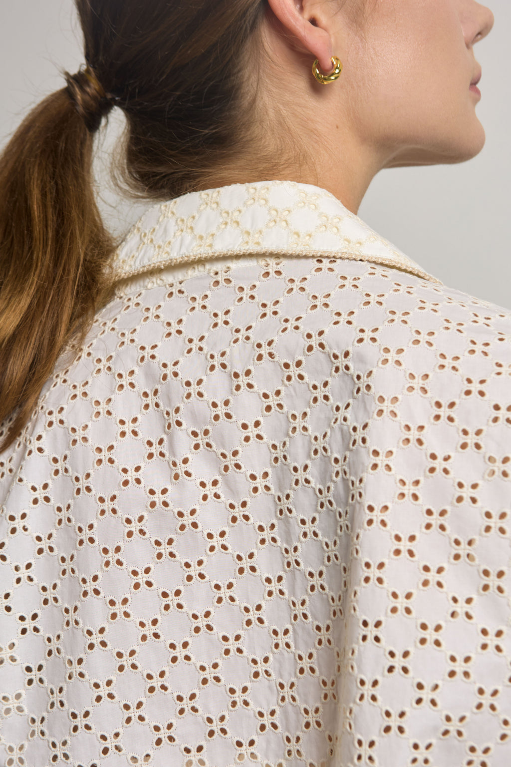 Cream Cotton Broderie Anglaise Shirt