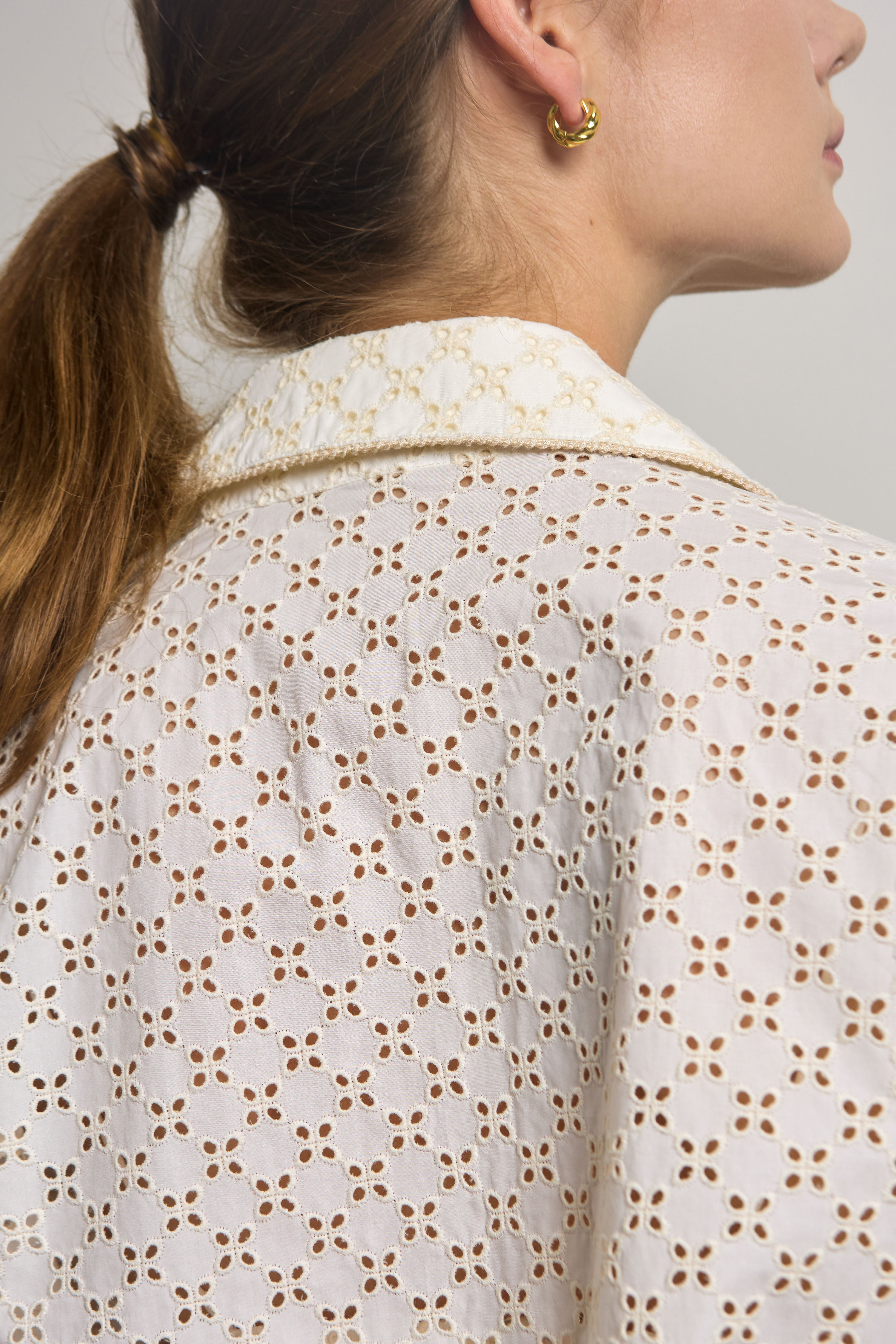 Cream Cotton Broderie Anglaise Shirt