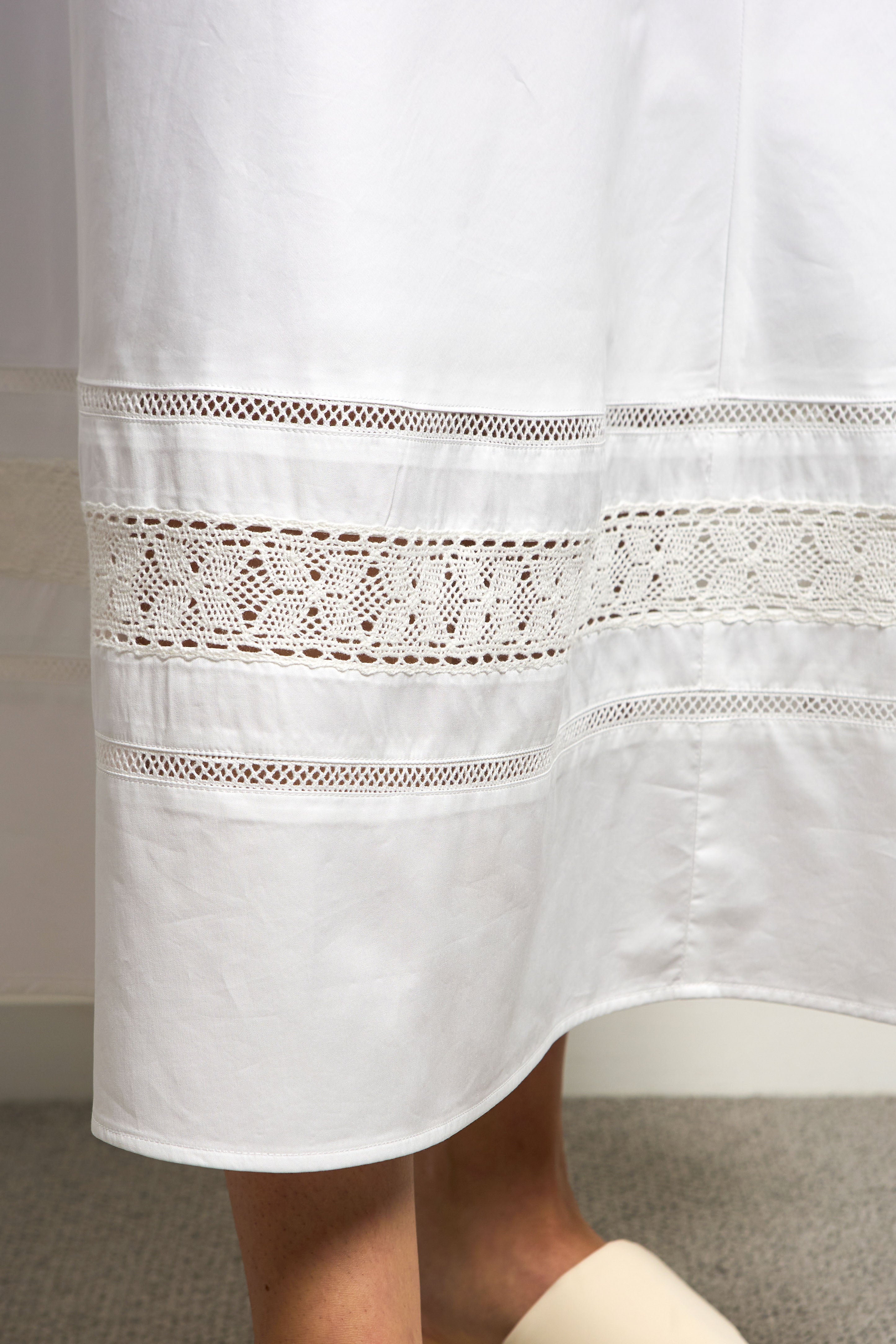 White Halter Neck Midi Dress With White Lace Trim