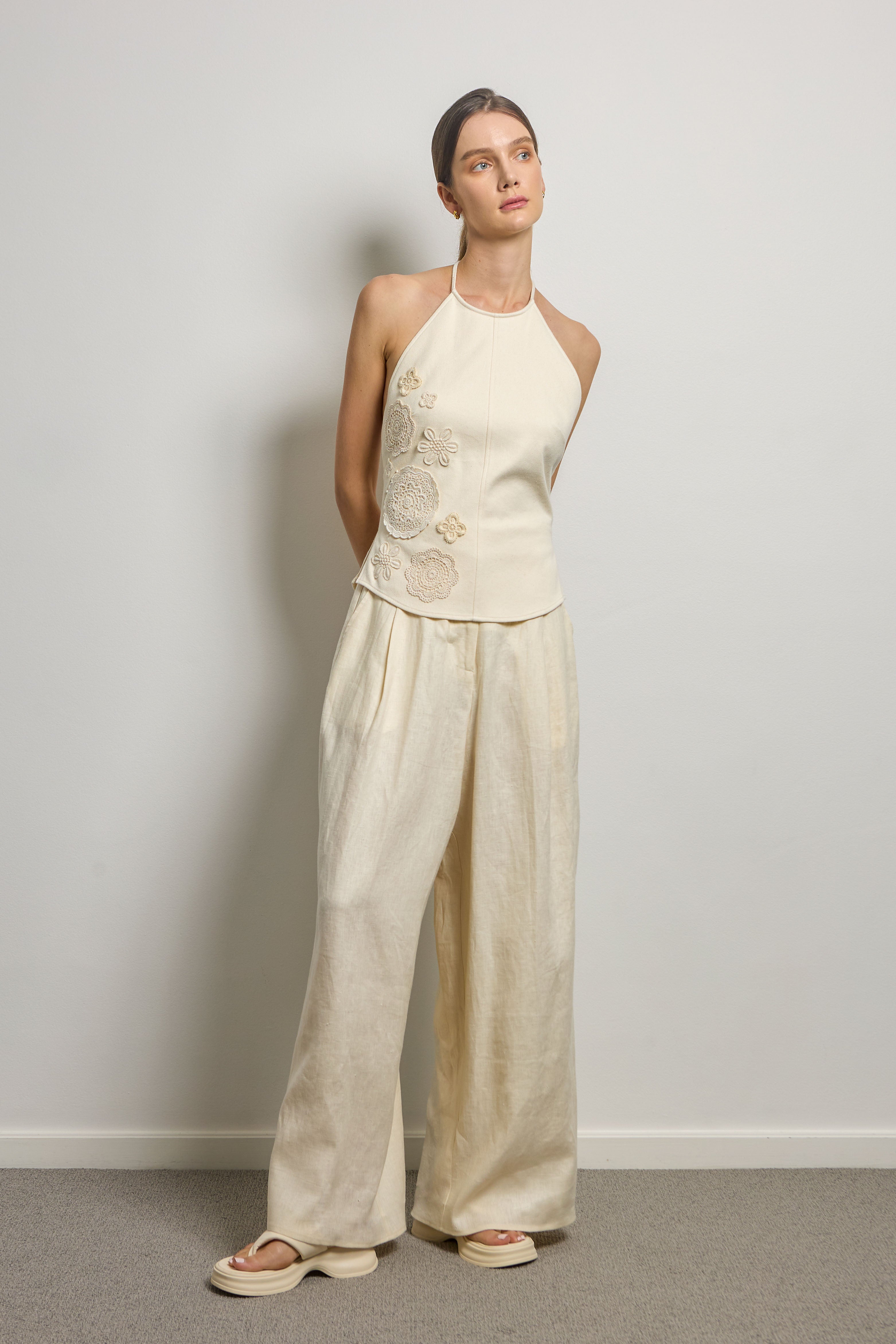 Tie Back Halter Top with Crochet Doilies