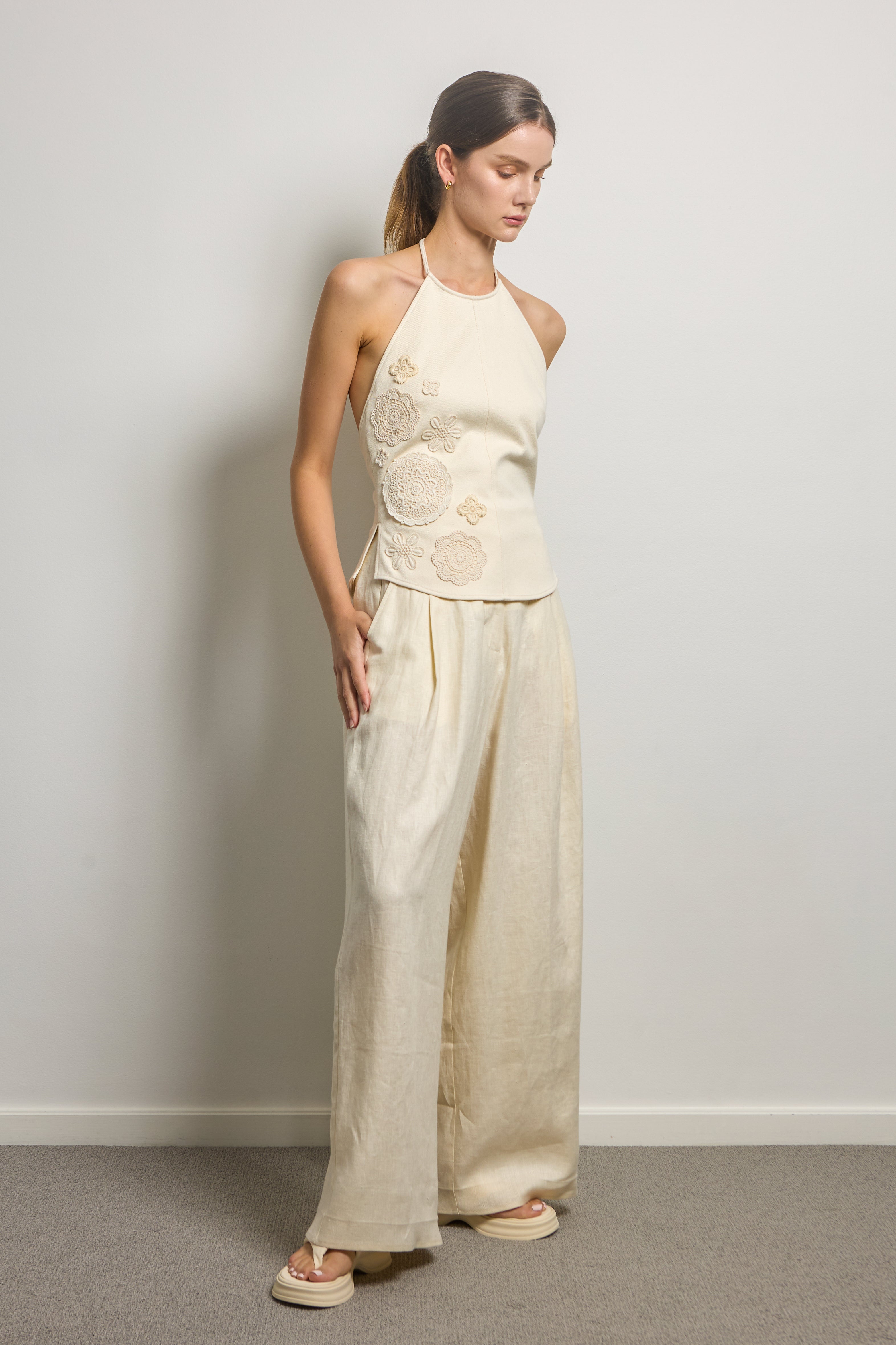 Tie Back Halter Top with Crochet Doilies