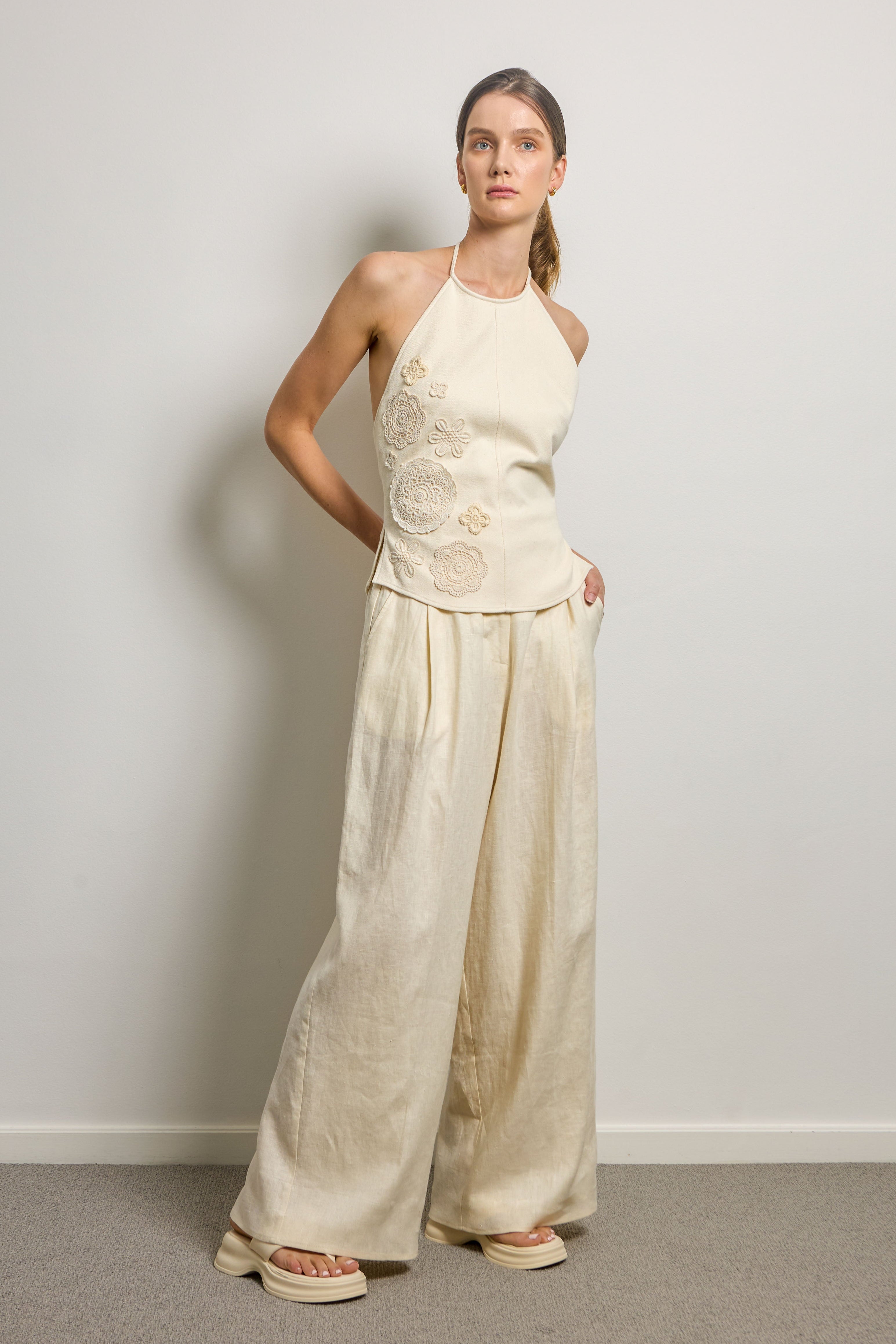 Tie Back Halter Top with Crochet Doilies