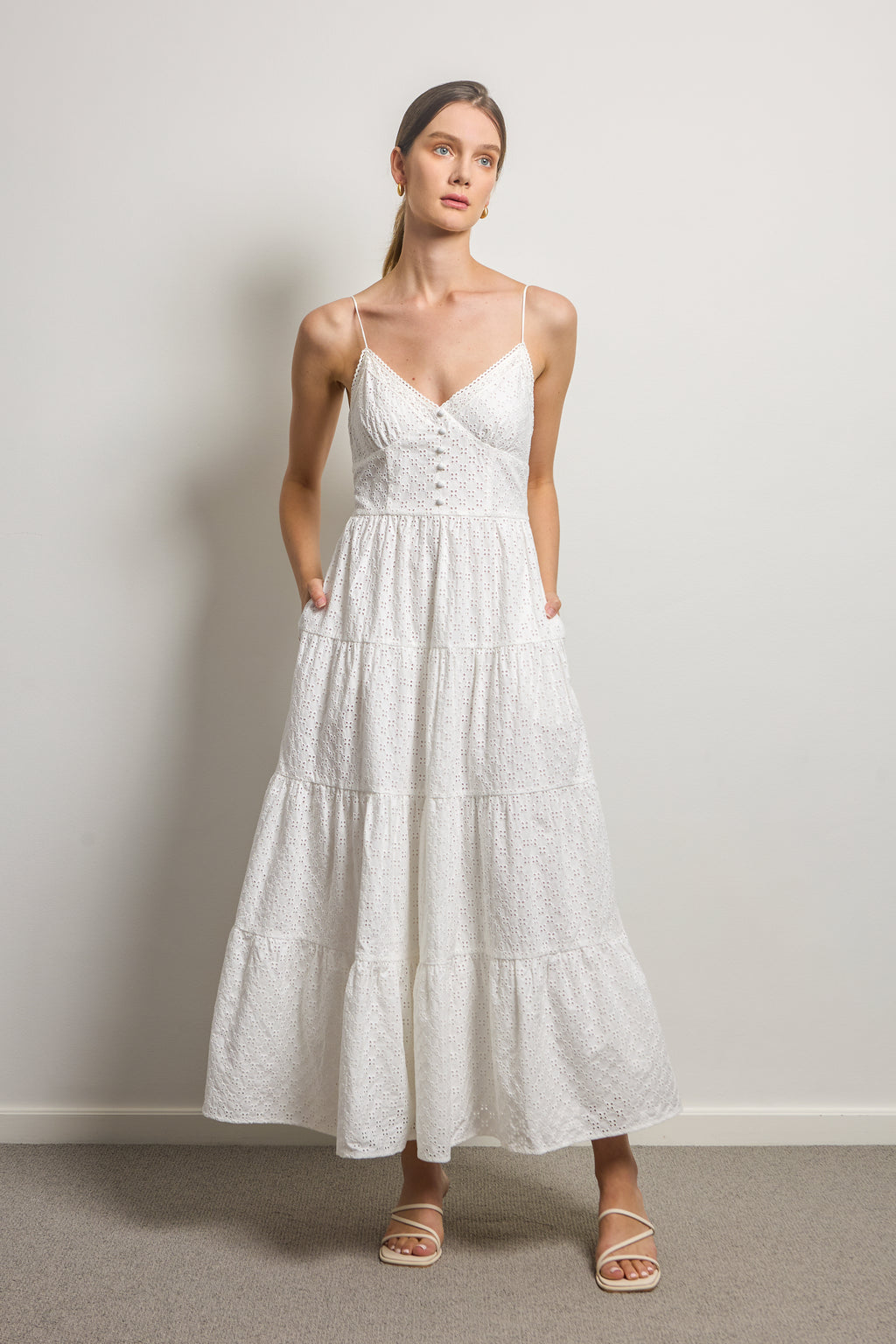 Tiered Midi Slip Dress