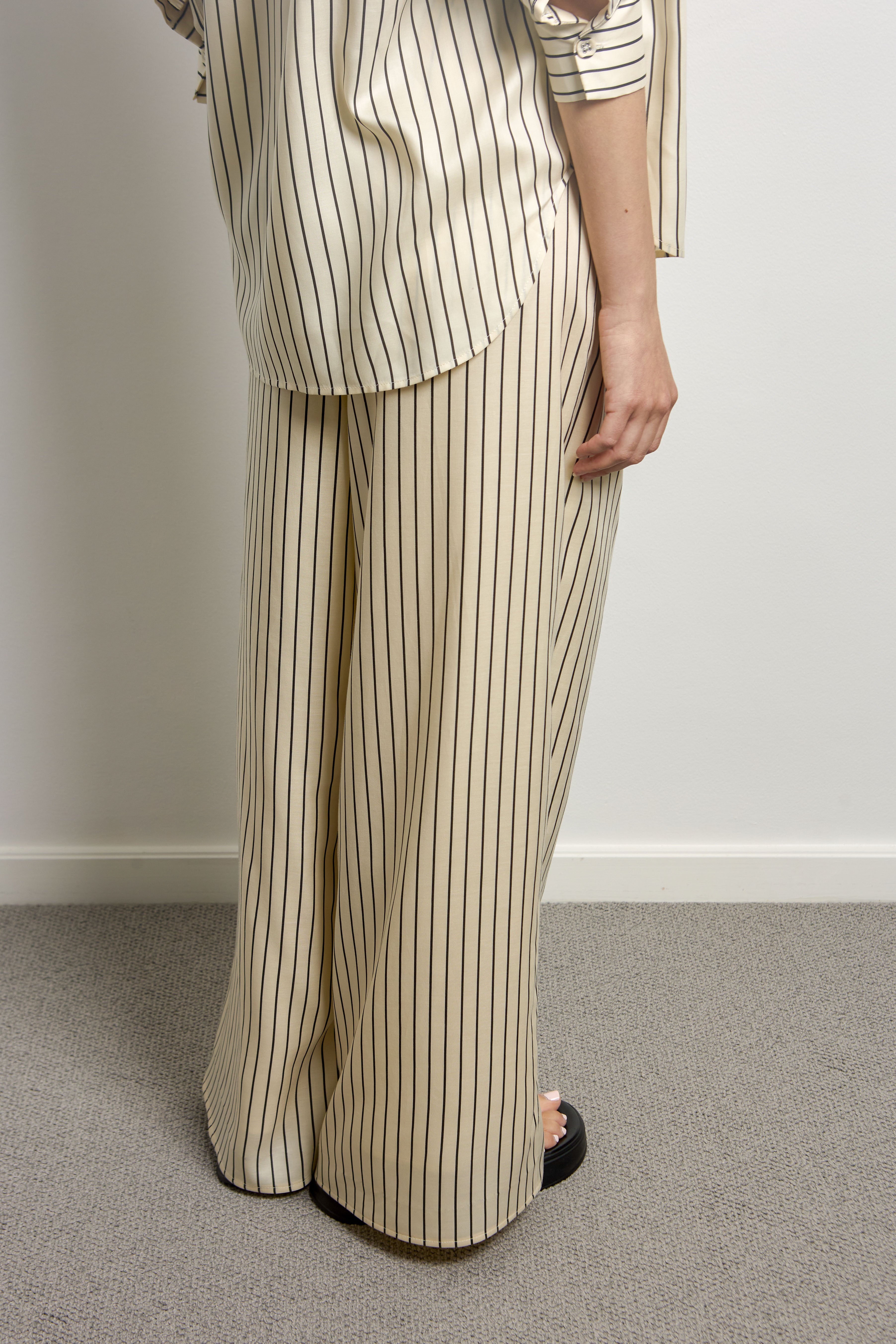Pinstripe Silky Wide Leg Pants