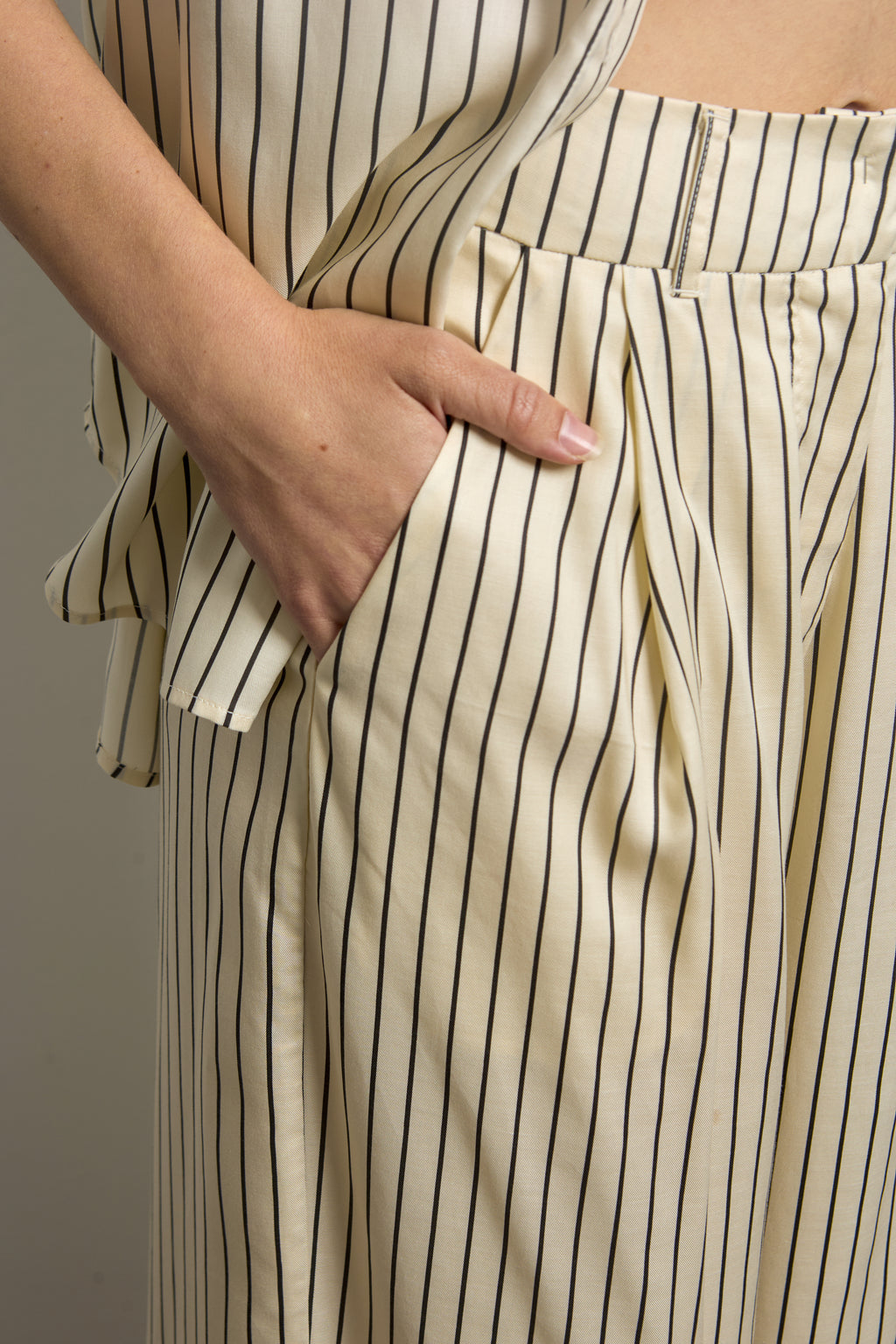 Pinstripe Silky Wide Leg Pants