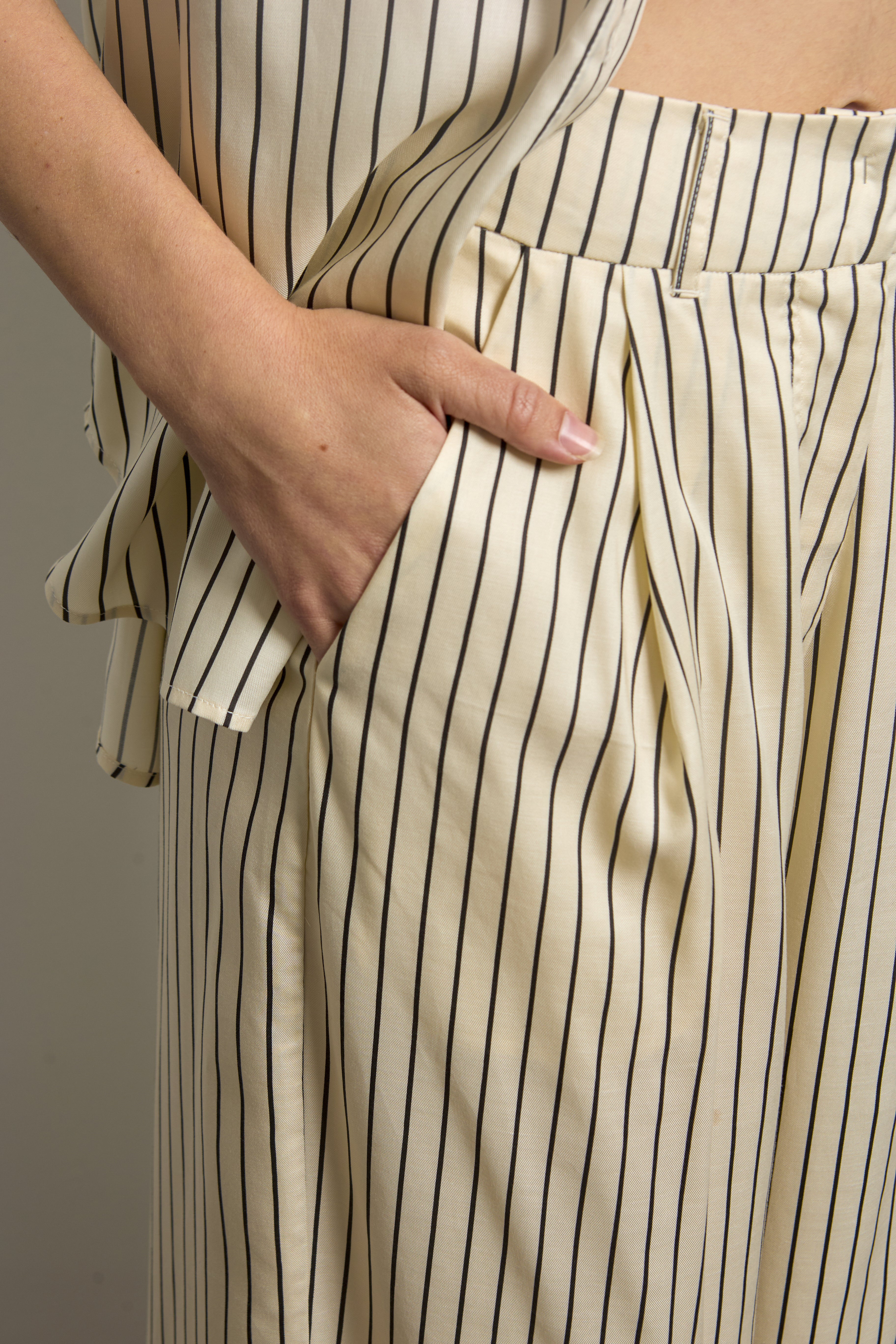 Pinstripe Silky Wide Leg Pants