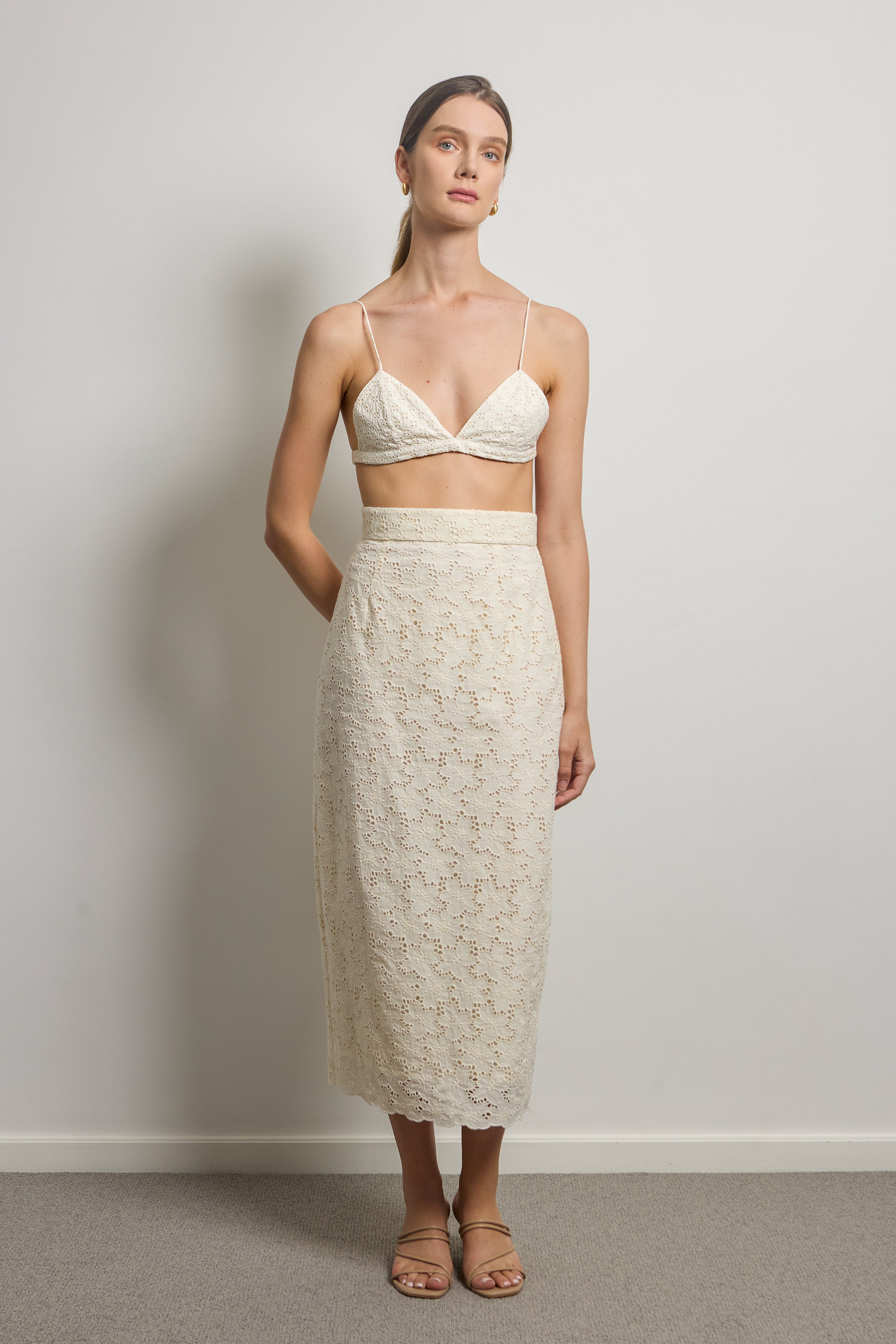 Cotton Broderie Anglaise Pencil Skirt