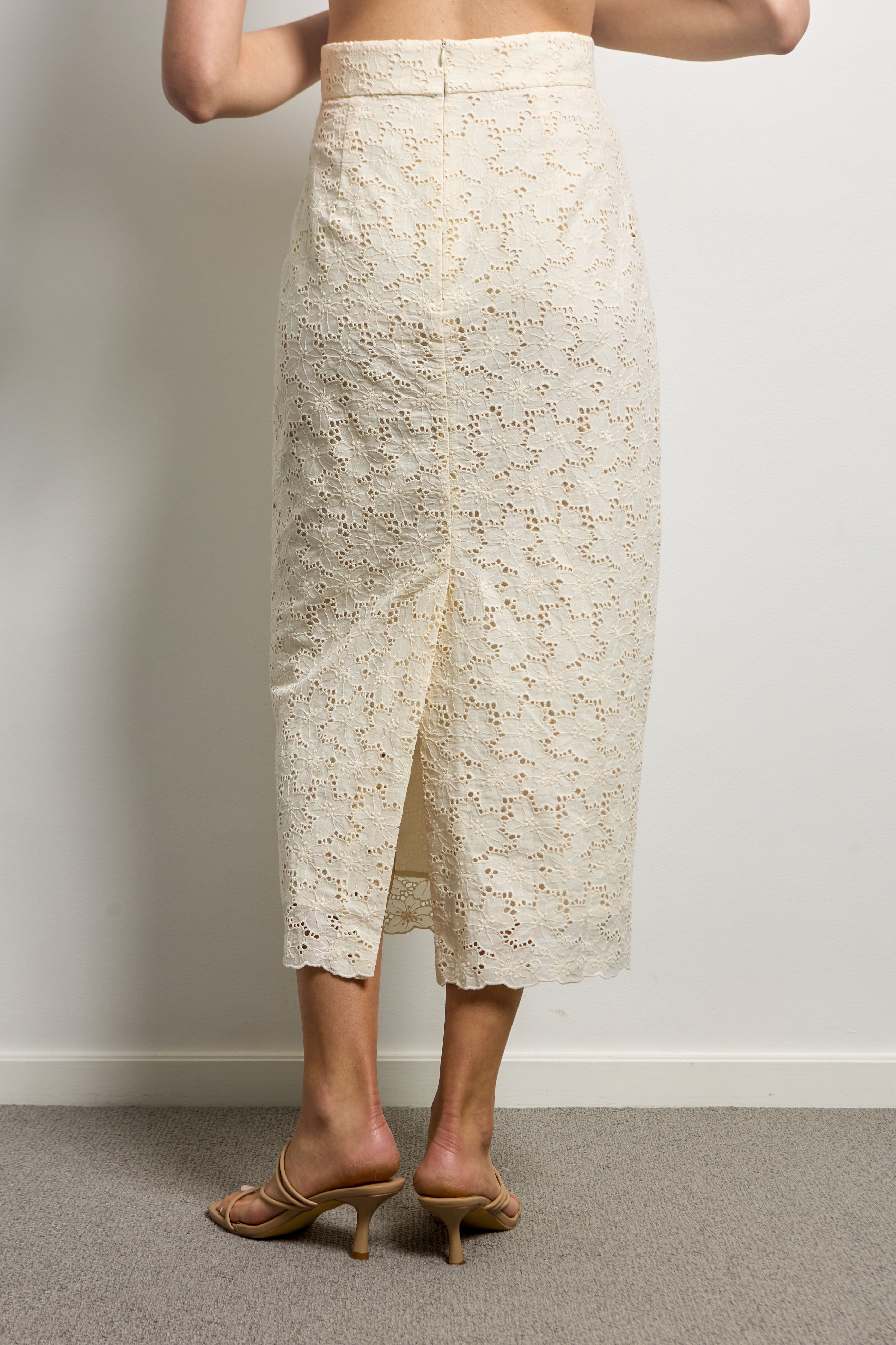 Cotton Broderie Anglaise Pencil Skirt