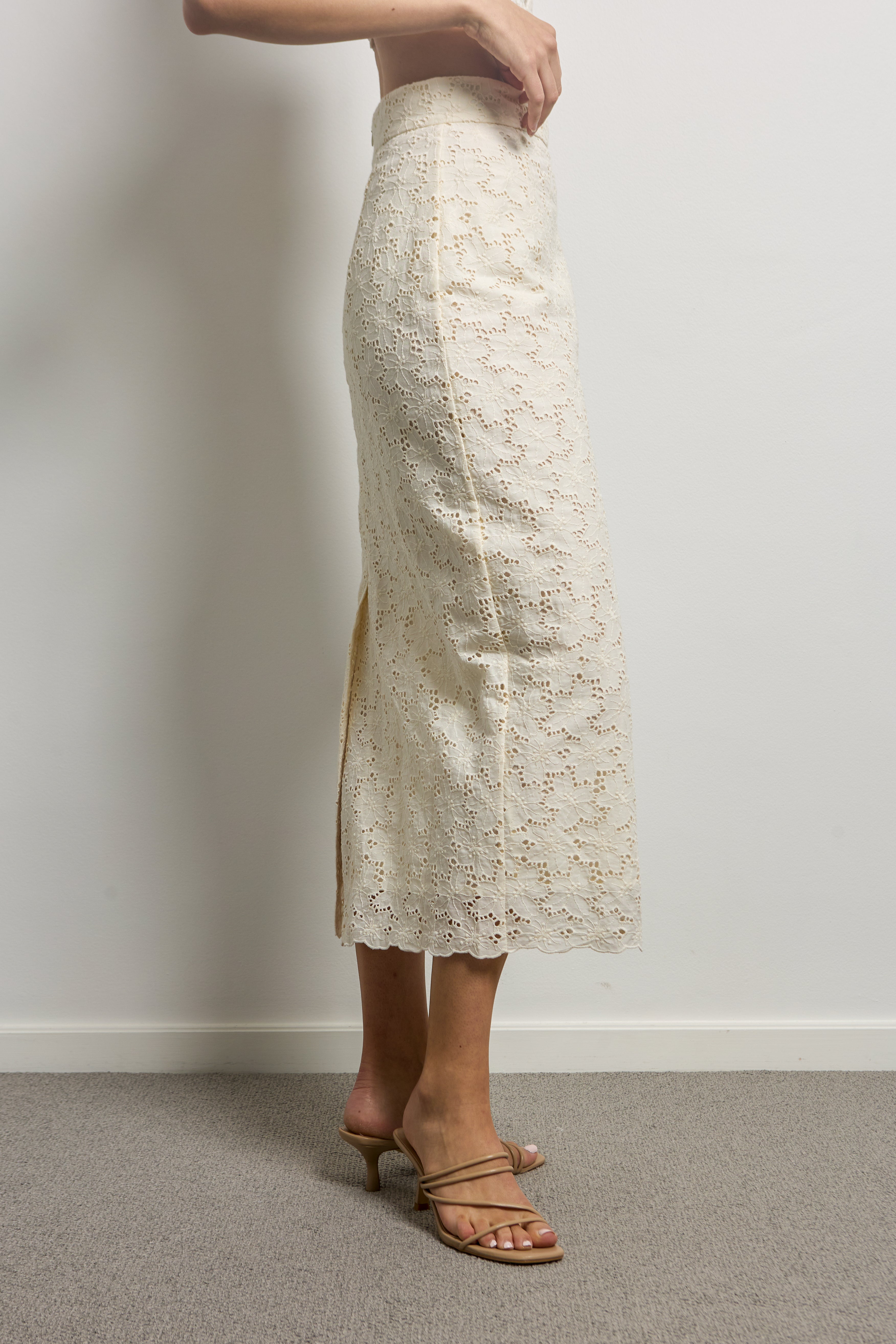 Cotton Broderie Anglaise Pencil Skirt