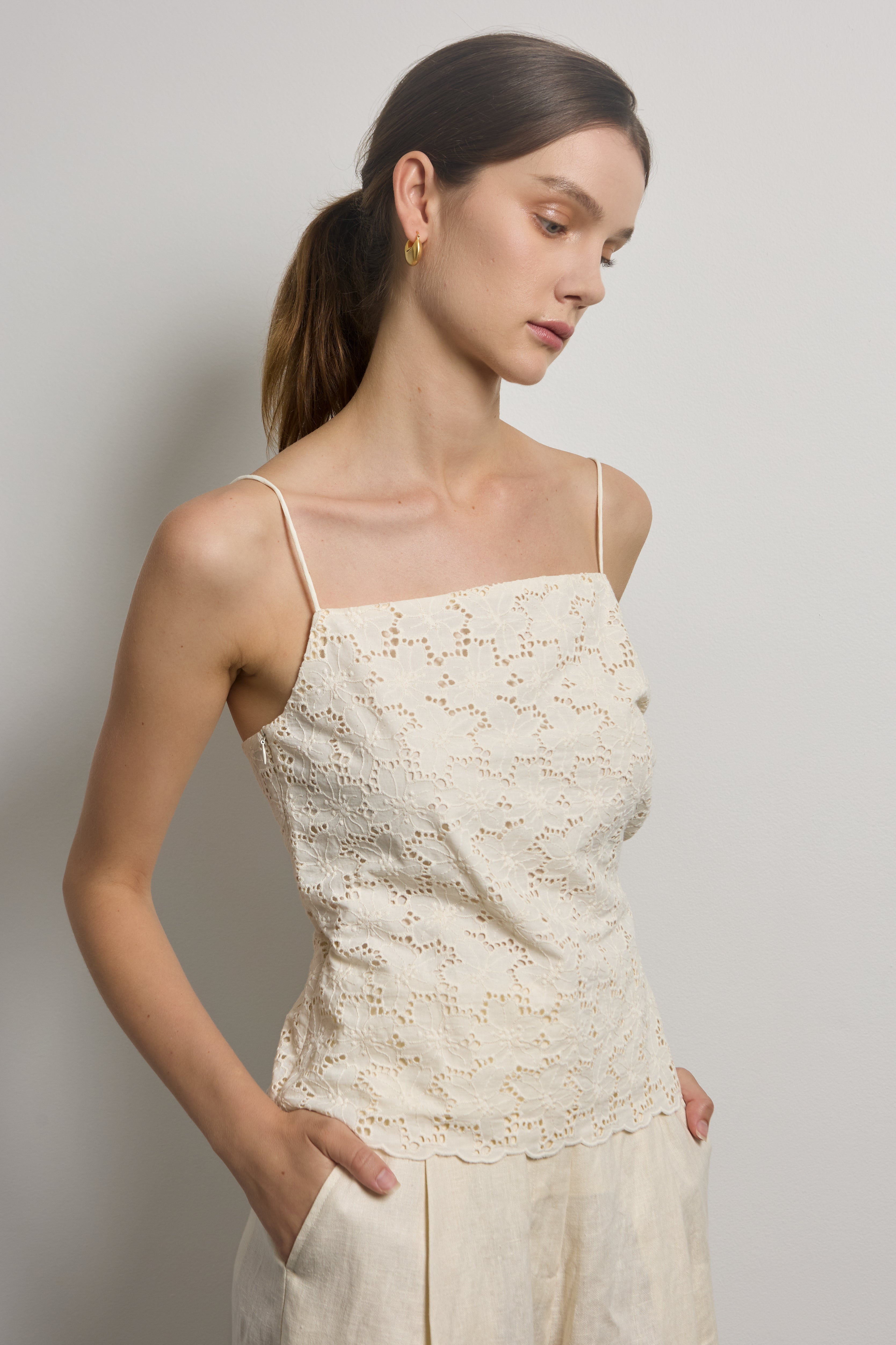 Cotton Broderie Anglaise Slip Top