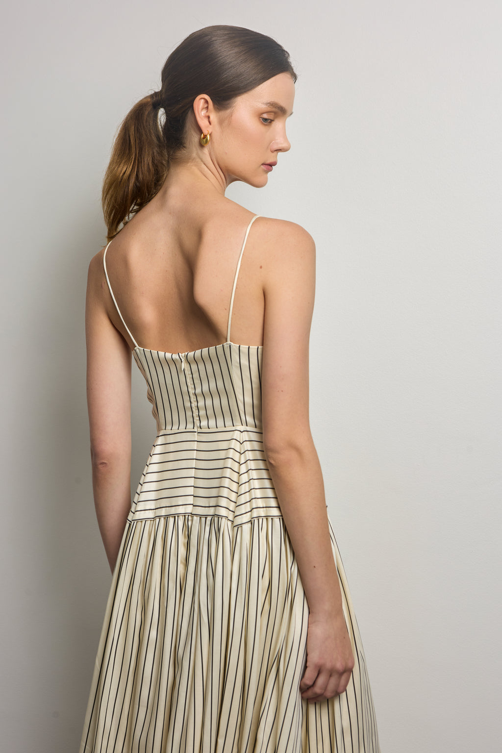 Pinstripe Tired Midi Slip Dress