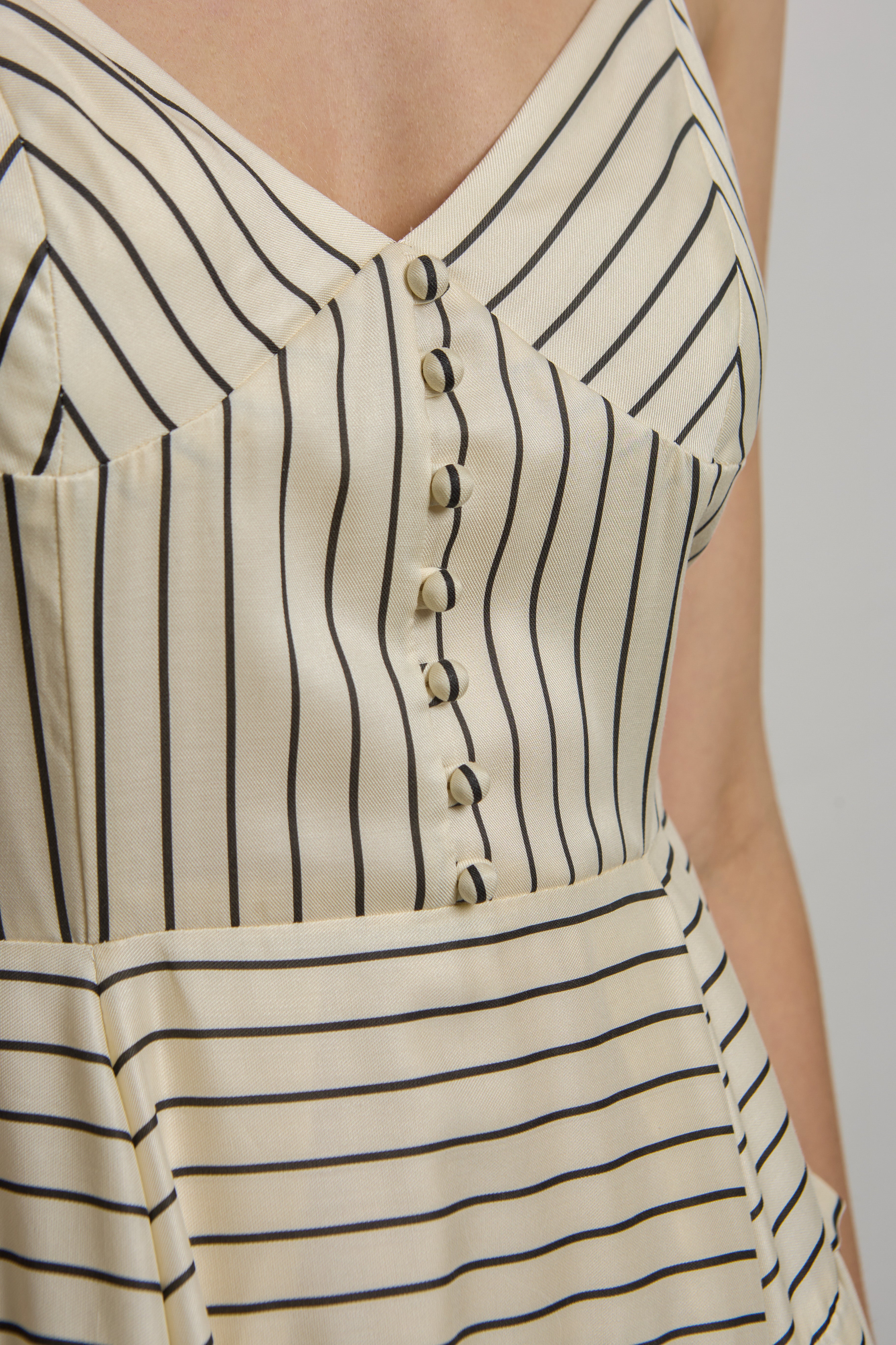 Pinstripe Tired Midi Slip Dress