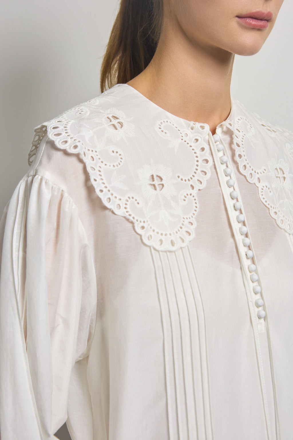 Lace Embroidered Collar Mini Dress
