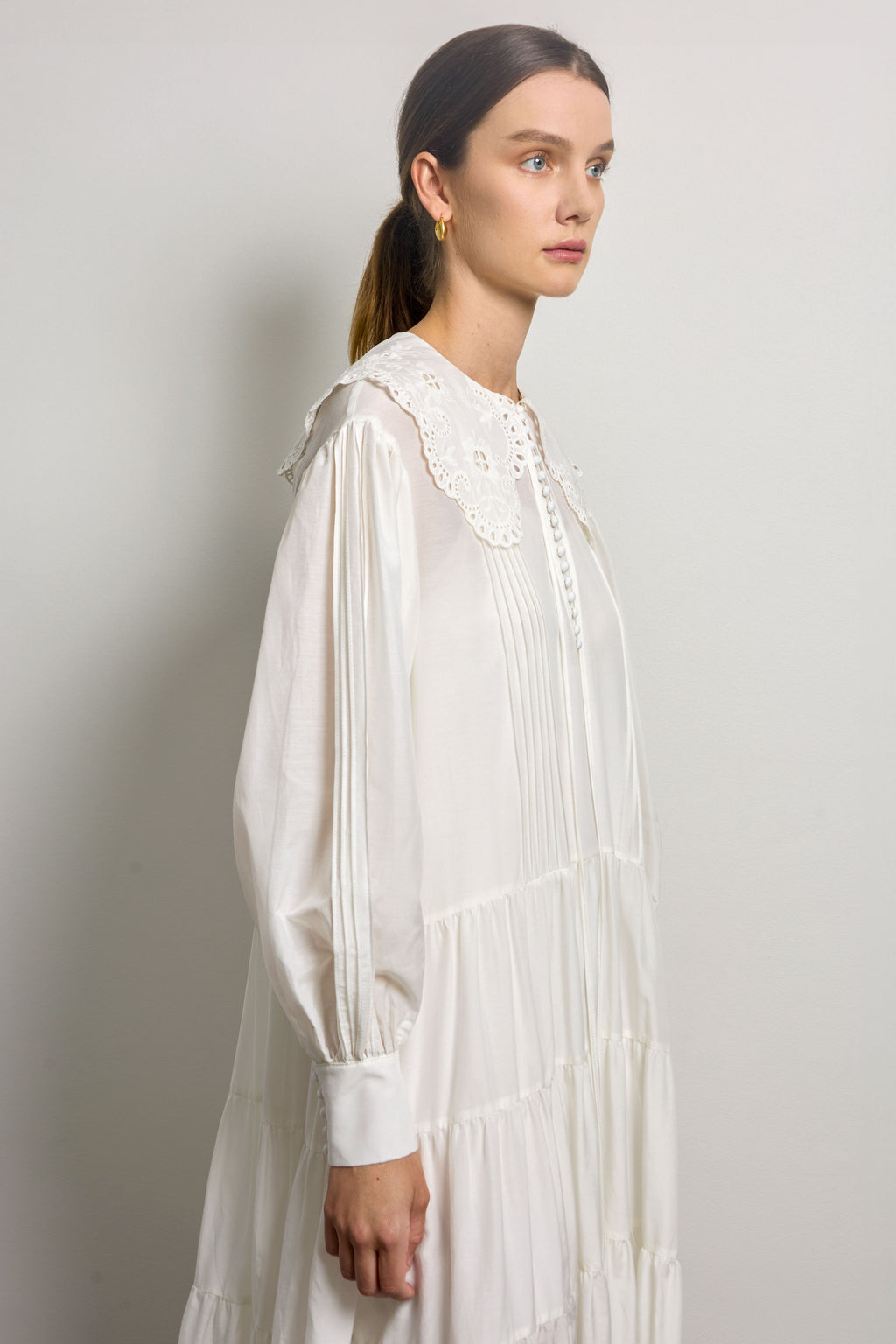 Lace Embroidered Collar Mini Dress