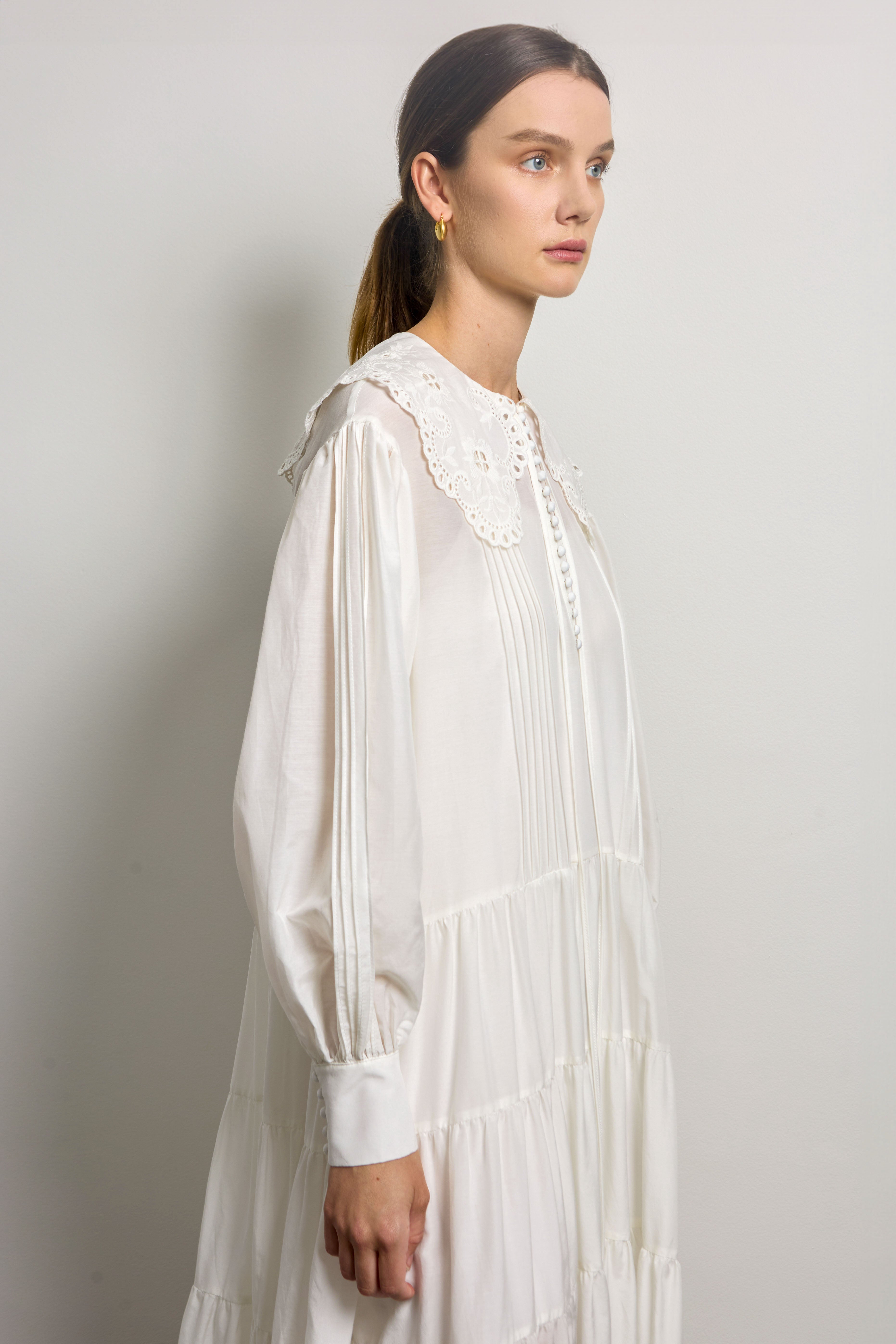 Lace Embroidered Collar Mini Dress