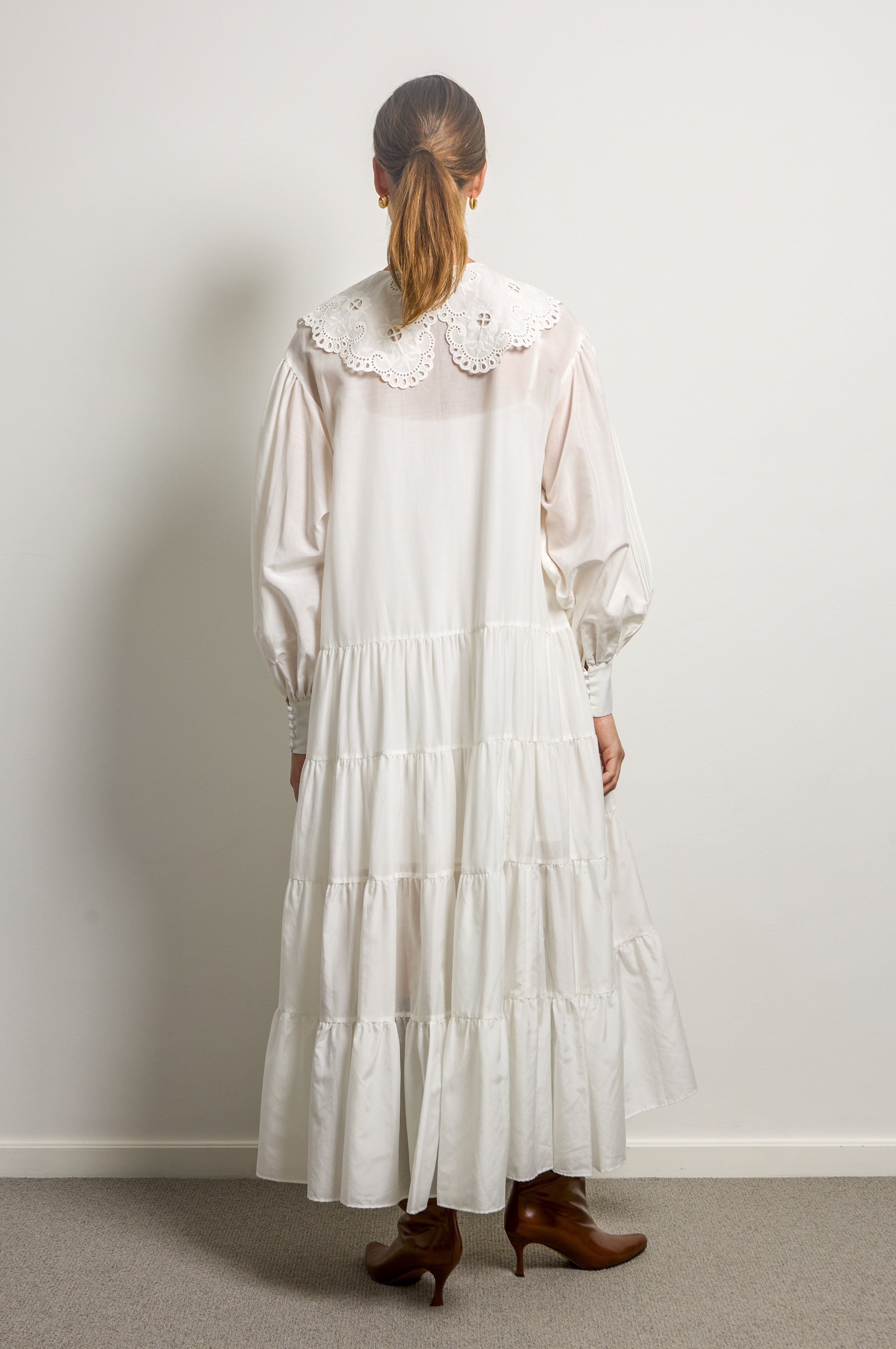 Lace Embroidered Collar Mini Dress